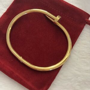 Sophisticated Gold Nail Bangle Bracelet
